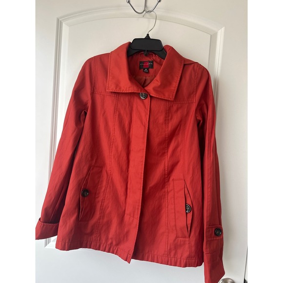 Gallery Jackets & Blazers - Gallery Rust Colored Rain Jacket XS Lightweight Button Front Trench Coat